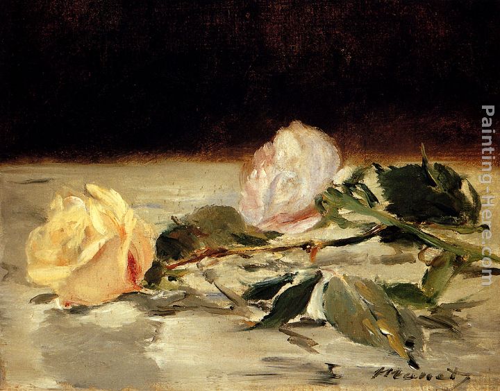Two Roses On A Tablecloth painting - Eduard Manet Two Roses On A Tablecloth art painting